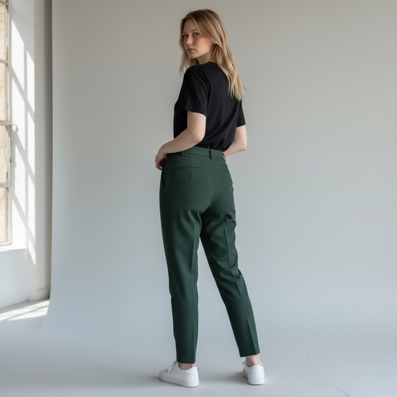 NWOT Greylin Straight Leg High Waist Dark Forest Green Trouser Pants Large - Picture 5 of 14